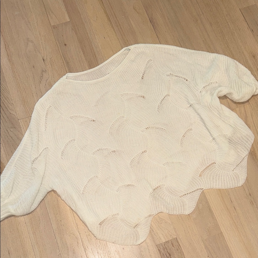 Light Cream Open-Knit Women's Sweater